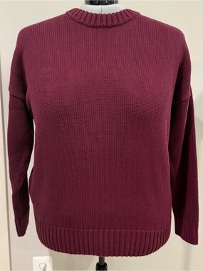 GAP Women's Relaxed Cotton Crewneck Sweater Tuscan Red Burgundy NWT